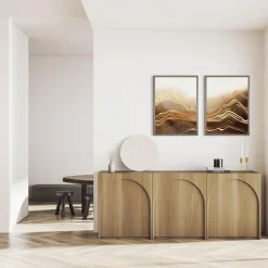 Obrazy I Dekoracje Ścienne|inny Obraz w brązowej ramie BROWN WAVES I 50x70 cm