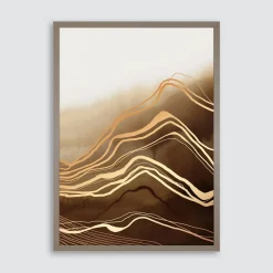 Obrazy I Dekoracje Ścienne|inny Obraz w brązowej ramie BROWN WAVES II 50x70 cm