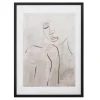 Obraz w czarnej ramie twarz GREY LINEAR 50x70 cm