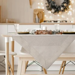 Eurofirany Obrus beżowo-srebrny LANA 140x260 cm