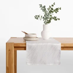 Obrusy, Serwetki I Bieżniki|Obrusy, Serwetki I Bieżniki|inny Obrus biały w srebrny marmur LYMIO 40x120 cm