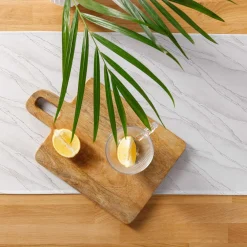 Obrusy, Serwetki I Bieżniki|Obrusy, Serwetki I Bieżniki|inny Obrus biały w srebrny marmur LYMIO 40x120 cm