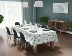 Obrus plamoodporny w zielone kwiaty 140x280 cm