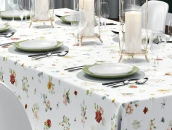 Obrus w kwiaty wiosenny biały 140x200 cm