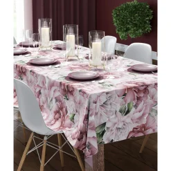 Obrus w różowe kwiaty 110x160 cm