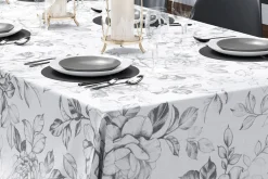 Obrusy, Serwetki I Bieżniki|Obrusy, Serwetki I Bieżniki| Obrus w szare kwiaty 140x220 cm