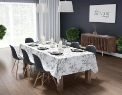 Obrus w szare kwiaty 140x280 cm