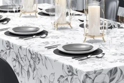 Obrus w szare kwiaty 140x180 cm