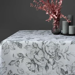 Obrus w szare kwiaty 140x180 cm