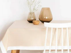 Obrusy, Serwetki I Bieżniki|Obrusy, Serwetki I Bieżniki|Estetica Obrus z listwą beżowo-biały CADRE 110x160 cm