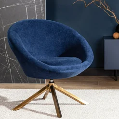 Okrągły fotel obrotowy MABUN granatowy