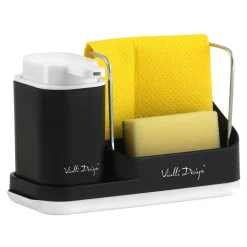 Vialli Design Organizer kuchenny z dozownikiem czarny LIVIO DUO