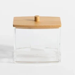 Akcesoria Łazienkowe|Akcesoria Łazienkowe|inny Organizer na patyczki kosmetyczne z bambusową pokrywką