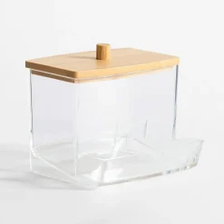 Akcesoria Łazienkowe|Akcesoria Łazienkowe|inny Organizer na patyczki kosmetyczne z bambusową pokrywką