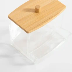 Akcesoria Łazienkowe|Akcesoria Łazienkowe|inny Organizer na patyczki kosmetyczne z bambusową pokrywką