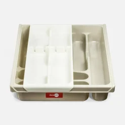 Wkłady Do Szuflad|Wyposażenie Szuflad|inny Organizer na sztućce dwurzędowy szaro-beżowy DOUBLE