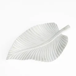 inny Patera dekoracyjna biała LIŚĆ 35 cm