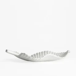 inny Patera dekoracyjna biała LIŚĆ 35 cm