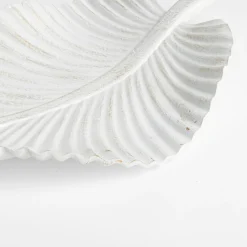 inny Patera dekoracyjna biała LIŚĆ 35 cm