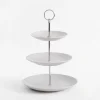 Miski, Patery I Półmiski| Patera 3-poziomowa porcelanowa biała 35 cm