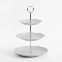 Miski, Patery I Półmiski| Patera 3-poziomowa porcelanowa biała 35 cm