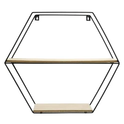 Półka metalowa czarna heksagon 46x40 cm