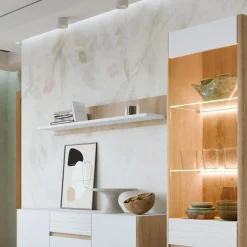 Półki|inny Półka wisząca 136 cm CALIMA dąb cremona biała