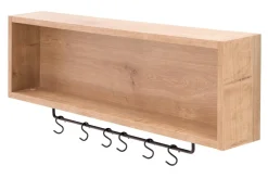 Półka wisząca CARAT z relingiem i 6 haczykami