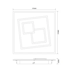 Zumaline Plafon kwadratowy LED 40W czarny DUNK 37 cm z pilotem