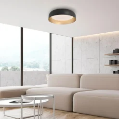 Plafony|Wszystkie Lampy Sufitowe|Paul Neuhaus Plafon LED czarno-złoty OSKO z pilotem fi 40 cm