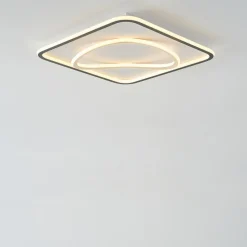 Zumaline Plafon LED kwadratowy czarno-złoty LENS 50x50 cm