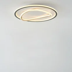 Zumaline Plafon LED okrągły czarno-złoty LENS 50 cm