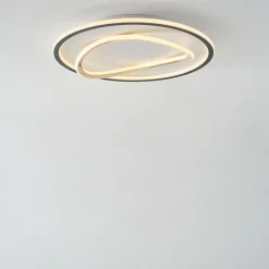Zumaline Plafon LED okrągły czarno-złoty LENS 50 cm