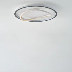 Zumaline Plafon LED okrągły czarno-złoty LENS 50 cm