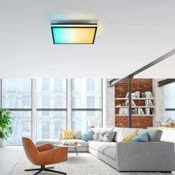 Paul Neuhaus Plafon LED RGB czarny MARIO z pilotem 46,5x46,5 cm