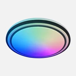 Plafony|Wszystkie Lampy Sufitowe|Zumaline Plafon LED RGB czarny RATI z pilotem 49,3 cm
