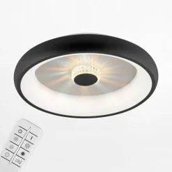 Plafony|Wszystkie Lampy Sufitowe|Paul Neuhaus Plafon LED 29W czarny VERTIGO z pilotem fi 46,5 cm