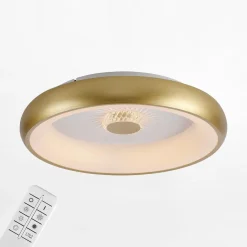 Plafony|Wszystkie Lampy Sufitowe|Paul Neuhaus Plafon LED 29W złoty VERTIGO z pilotem fi 46,5 cm