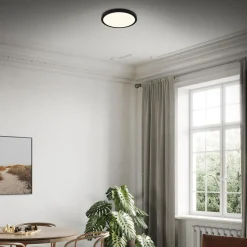 Plafony|Wszystkie Lampy Sufitowe| Plafon LED z pilotem czarny RUNA 38 cm