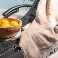 Texpol Pled z frędzlami beżowy KRATA 150x200 cm