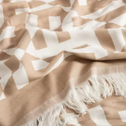 Texpol Pled z frędzlami beżowy MIRROR 150x200 cm