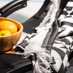 Ręczniki|Ręczniki|Texpol Pled z frędzlami czarny MIRROR 150x200 cm