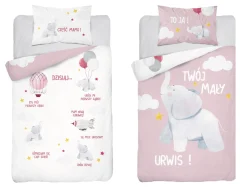Dzieci Pościel bambusowa do łóżeczka RÓŻOWY SŁOŃ 100x135 cm