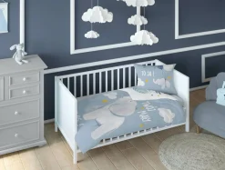Dzieci Pościel bambusowa do łóżeczka NIEBIESKI SŁOŃ 100x135 cm
