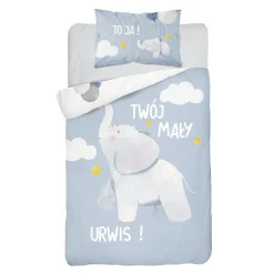 Dzieci Pościel bambusowa do łóżeczka NIEBIESKI SŁOŃ 100x135 cm