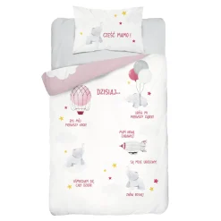 Pościel Dla Dzieci|Pościele| Pościel bambusowa do łóżeczka RÓŻOWY SŁOŃ 90x120 cm