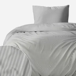 inny Pościel bawełniana adamaszek jasnoszara PURE 140x200 cm