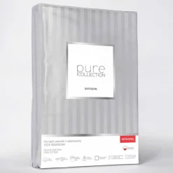 Pościel bawełniana adamaszek jasnoszara PURE 220x200 cm