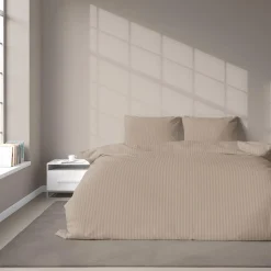 Pościel bawełniana adamaszek taupe PURE 160x200 cm