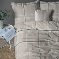 Pościele|inny Pościel bawełniana beżowa w kratkę PERKAL 160x200 cm